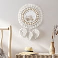 thumbnail image 1 of Espejo colgante de pared con flecos, espejo decorativo redondo montado en la pared, colgante de plumas, adorno artístico para apartamento, hogar, dormitorio, sala de estar Vhermosa WMJ-1083, 1 of 7