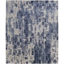Feizy Eastfield Modern Abstract, Blue/Ivory, 3' x 5' Accent Rug Sheen Handmade Casual Distressed Floor Rug for Living room Bedroom