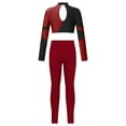 thumbnail image 2 of YiZYiF Kids Girls Athletic Set 2Pcs Sports Gym Suit Outfit Cutout Back Crop Top with Leggings Jogger Set Burgundy 8, 2 of 5