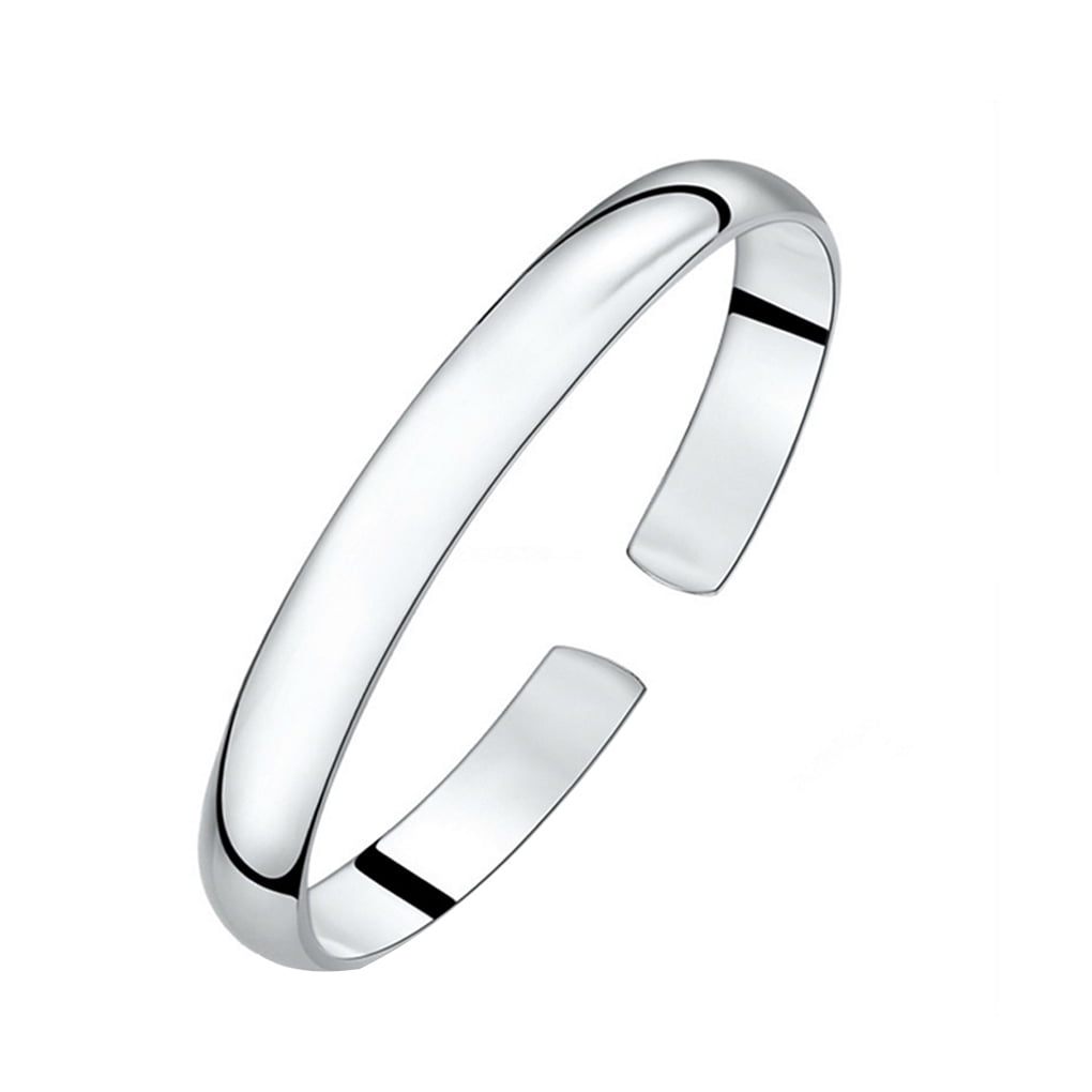 GeweYeeli Women Solid 925 Sterling Silver Bangle Adjustable Opening Bracelet Girls Jewelry Birthday Gift