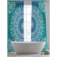 thumbnail image 5 of Sheer Curtains 84 inches Long 2 Panels Set Teal Blue Bohemian Light Filtering Sheer Drapes Rod Pocket Window Curtains for Living Room/Bedroom, Retro Man-dala Pattern White, 5 of 8