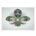 thumbnail image 1 of Fleur De Lis Cutting Board, Golden Yellow Colored Lily Diamond Shapes Royalty Theme, Decorative Tempered Glass Cutting and Serving Board, Large Size, Purple Green, by Ambesonne, 1 of 1