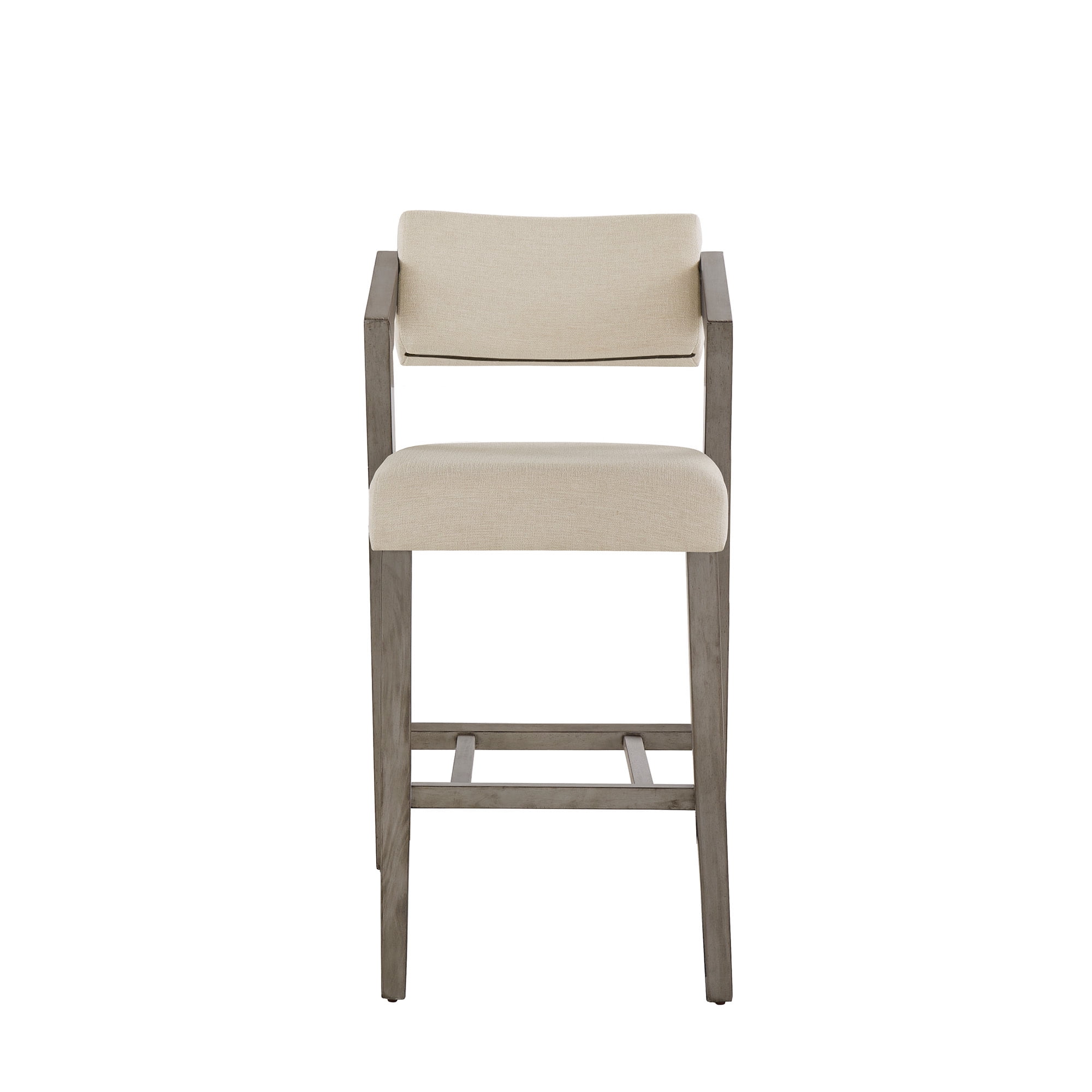 Weston Home Billings Wood Bar Height Chair, Aged Gray Frame/Ivory Linen