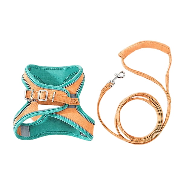 Methold Juego de arnés y correa para gato suave, para caminar más cómodo, arnés para gato y juego de tracción, arnés para gatito Suministros para gatos verde naranja l
