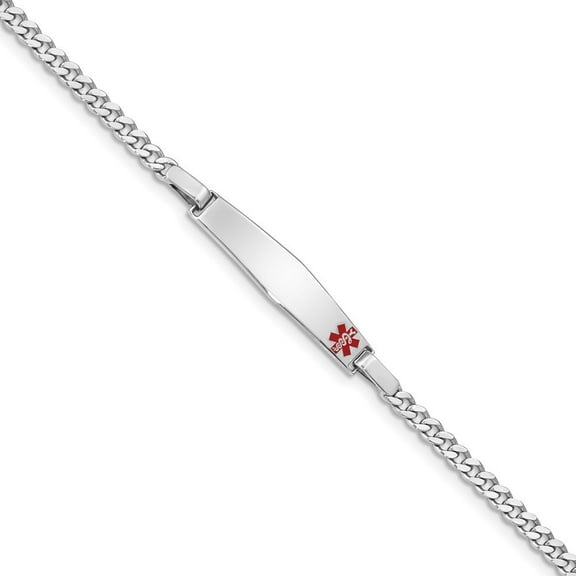 Sterling Silver Medical ID Curb Link Bracelet - 4.1 Grams - 7 Inch - Lobster Claw