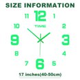 thumbnail image 2 of 3D DIY Wall Clock Luminous Clock Mirror Surface Wall Clock 40-50cm Size Wall Decorative Clocks Silent Non-Ticking Movement Clocks for Home/Office/Kitchen/Bedroom/Living Room, 2 of 5