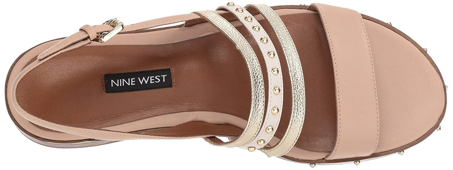 NINE WEST Womens Chaylen Leather Flat Sandal