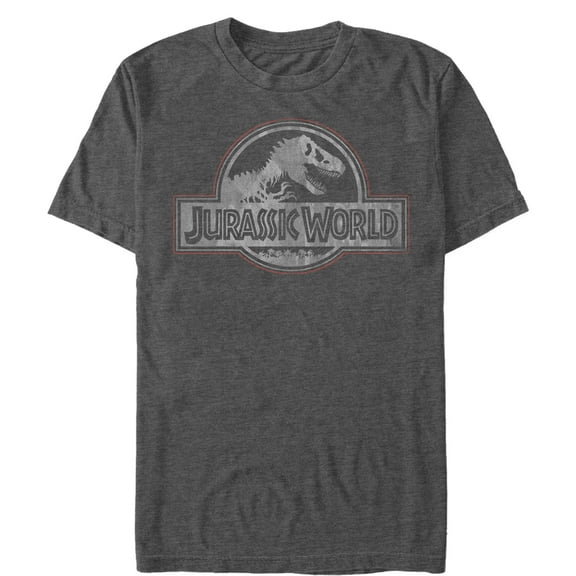Men's Jurassic World Vintage Logo  Graphic Tee Charcoal Heather Large