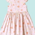 thumbnail image 5 of SGFCWSX Little Girls Dress Flutter Sleeve Floral Print Crew Neck Summer Casual A-Line Dress for Kids Pink Size 7, 5 of 5