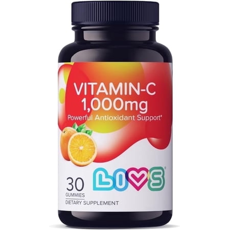 LIVS 1000mg Vitamin C Gummies with Zinc, Sugar Free Immune Support Supplement, Vegan, 30 Count