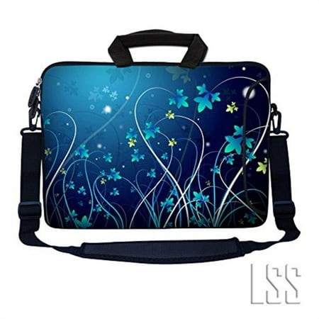 LSS Compatible with Acer, Asus, Dell, HP, Sony, MacBook and more - Blue Swirl Mid Summer Night Floral 17 inch Laptop Sleeve
