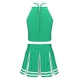 thumbnail image 2 of LiiYii Girls Cheerleading Stage Outfit Sleeveless Zippered Tops with Pleated Skirt Set for School Party Green 10, 2 of 6