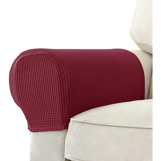 Set of 2 Stretch Polyester Sofa Armchair Armrest Covers Slipcovers
