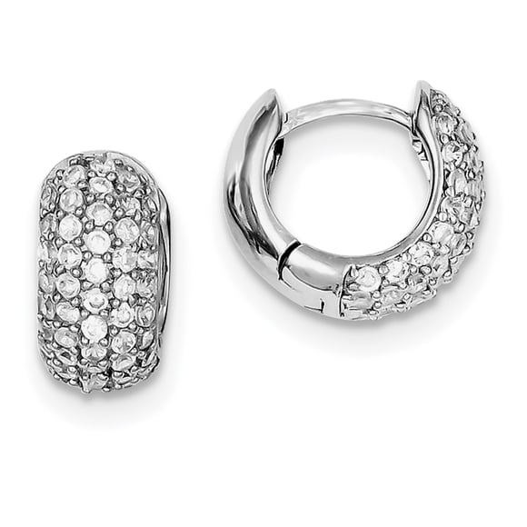 Sterling Silver CZ Hinged Hoop Earrings QE7326