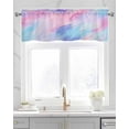thumbnail image 2 of Pink Purple Linen Curtain Valance for Bedroom/Bathroom/Kitchen/Living/Dining Room Window,Contemporary Blue Smear Painting Abstract Art Pocket Topper Drapes Decorative Cafe Drapery Panel 60"x18", 2 of 6