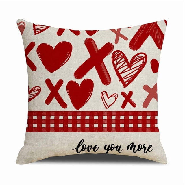 Taie d'Oreiller Décorative en Forme de Cœur pour la Saint-Valentin pour Femmes, Fibre de Polyester à Rayures Rouges, Impression Recto Verso, Fermeture Éclair Dissimulée, 16 Po x 16 Po, pour Canapés et Usage Extérieur