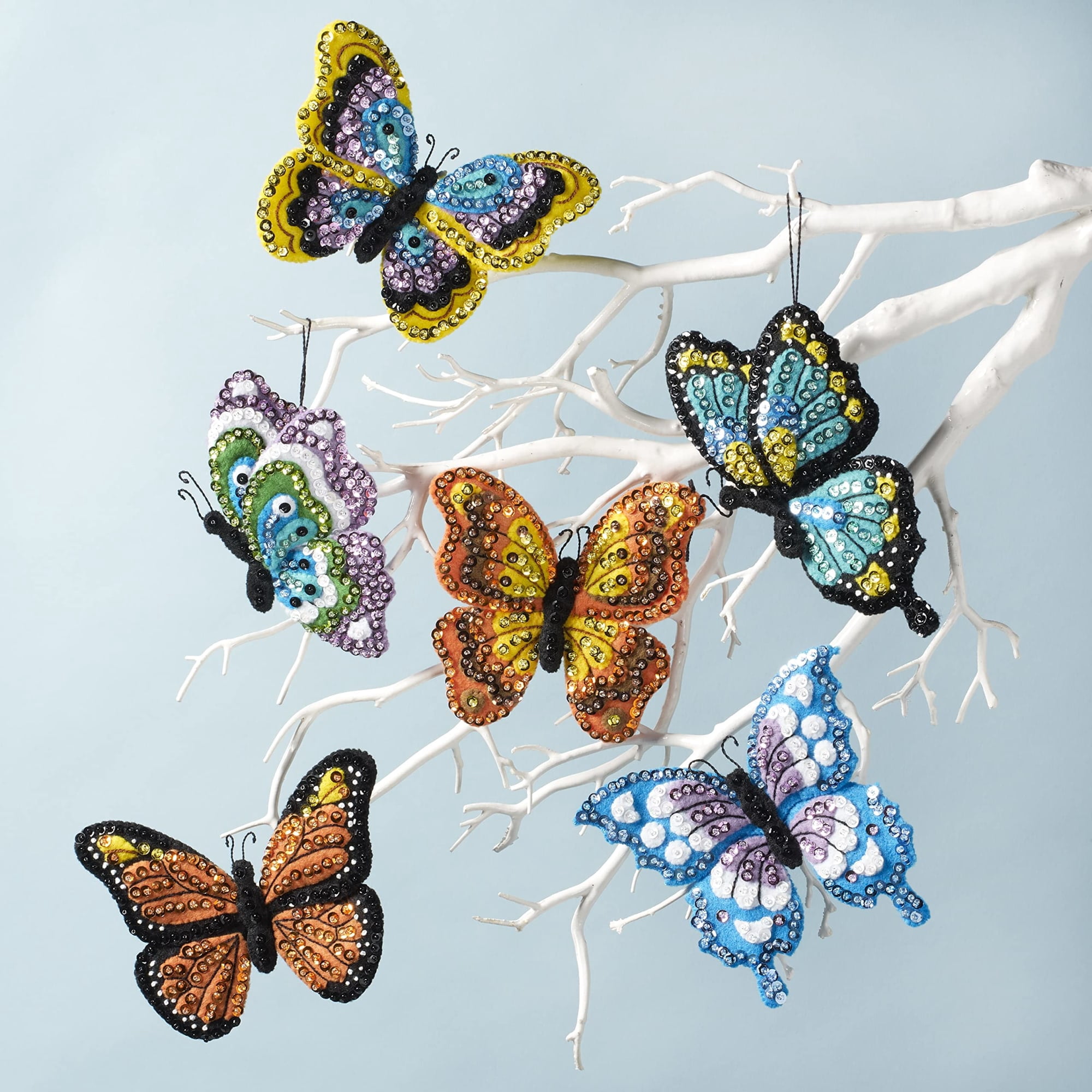 Bucilla Butterfly Garden 6 Count Felt Applique Ornament Kit, 2.5 x 3.5 in