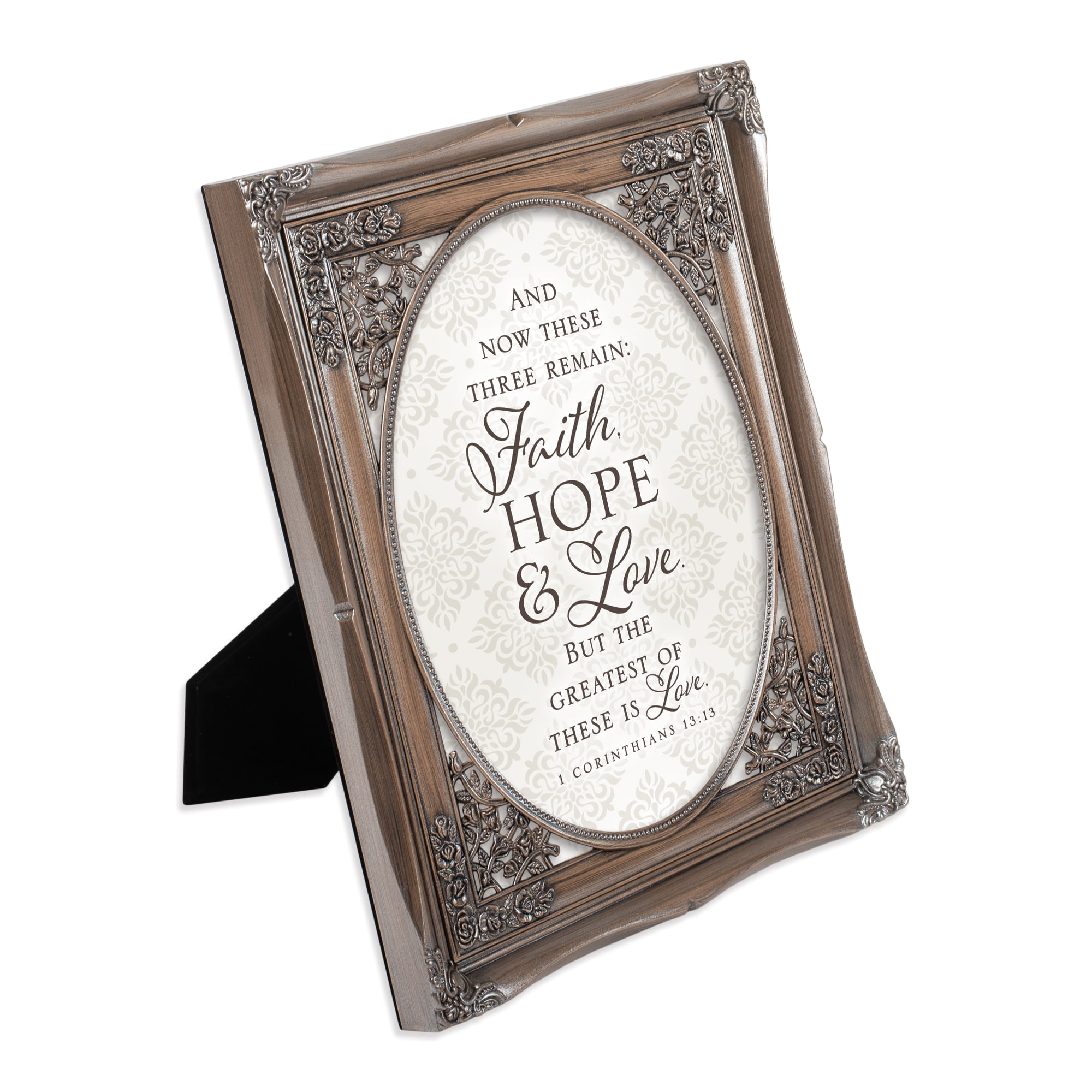 Faith Hope And Love Black 8 x 10 Beaded Board Table Top and Wall Photo Frame