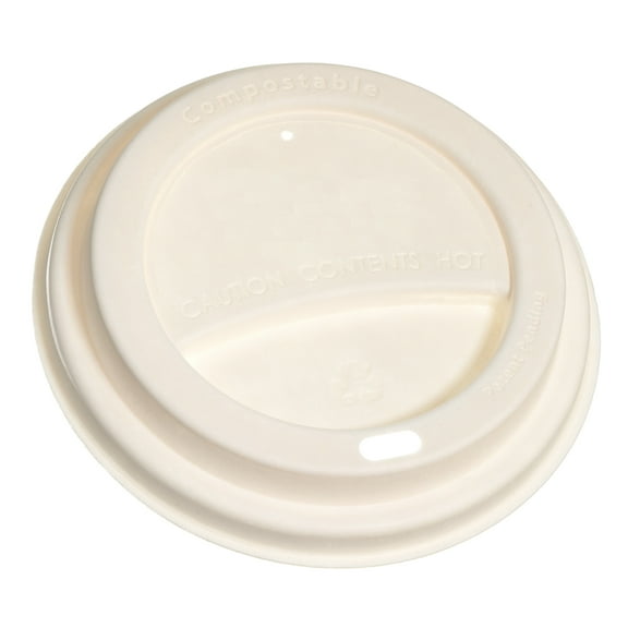 [50 PACK] Disposable Fiber Dome Lids for Coffee & Tea Cups - 100% Compostable & Biodegradable - Fits 10,12,16,20 oz Paper Cups - Extra Sturdy - Eco Friendly Sugarcane Bagasse