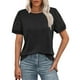 thumbnail image 1 of Ropa de trabajo para mujer,Blusa informal holgada para mujer, cuello redondo, manga corta, patchwork de encaje de poliéster, color liso para uso diario, sopatenor, 1 of 7