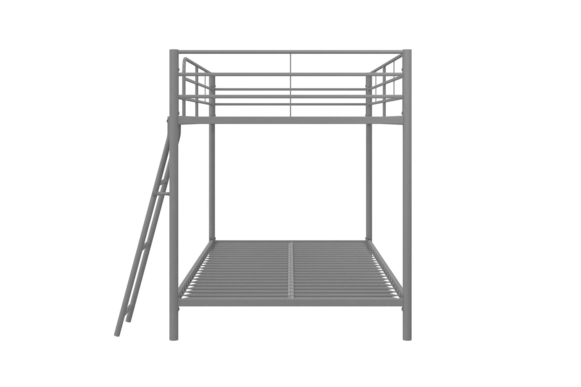 Mainstays Small Spaces Twin-over-Twin Low Profile Junior Bunk Bed, Silver