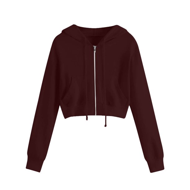 Blusa informal de manga larga con capucha y bolsillos con cremallera de color liso para mujer, blusa de poliéster para mujer