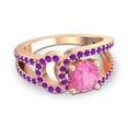 thumbnail image 3 of 2.50 Carat Round Cut Pink Sapphire & Amethyst Gemstone Luxurious Wedding Ring for Ladies Solid 14K Rose Gold Size 7 by Diamond-Capitals, 3 of 8