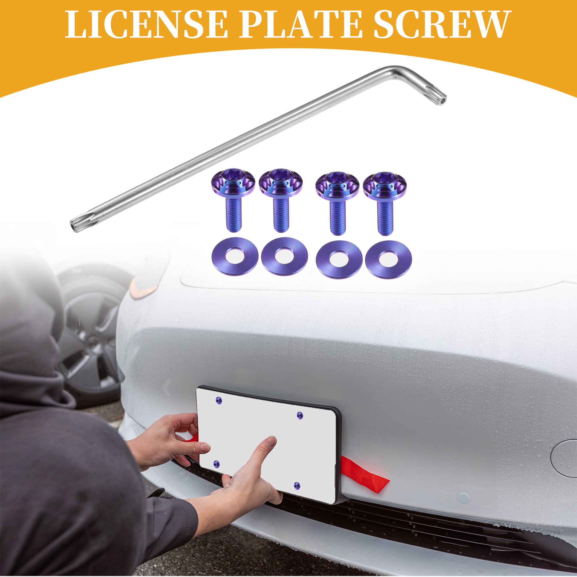 Unique Bargains Universal Anti Theft License Plate Screws with Washers Deep Purple