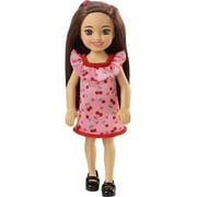 Barbie Chelsea Small Doll in Cherry-Print Dress with Brunette Hair & Brown Eyes