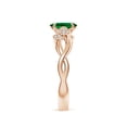 thumbnail image 3 of ANGARA Lab Grown Nature-Inspired Oval Emerald Floral Engagement Ring for Women in 14K Rose Gold (Size-7x5mm) | May Birthstone, Birthday, Anniversary, Jewelry Gift for Women | Lab-Grown Emerald Ring, 3 of 9