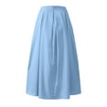 thumbnail image 5 of Womens Ankle Length Pleated Maxi Skirts for Women High Waist Solid Color Loose Flowy Long Skirts with Pockets, 5 of 5