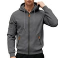 thumbnail image 3 of RYDCOT Cargo Hoodie with Zipper Pockets, Midweight Fleece, Full Zip Hooded Sweatshirt for Men Dark Gray, 3 of 8