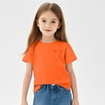 thumbnail image 2 of Ketyyh-chn99 Girls Puff Short Sleeve Tops Kids Summer T Shirts Solid Color Crewneck Fashion Tees Size for 8-9 Years,Orange, 2 of 9