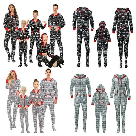

Godderr Christmas Clothing Set Family Matching Pajamas Jumpsuit Parent-Child Matching Sleepwear for Couples Christmas moose Snowflake Print Matching Pjs Unisex
