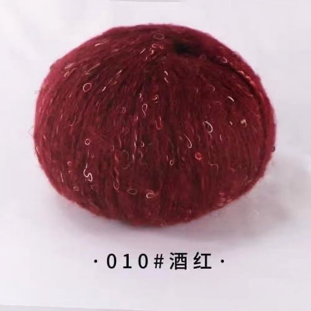 Nvzi Hilo de lana ligera para manualidades, 1 rollo, 131 yardas/50 g, mezcla súper suave y esponjosa para tejer y hacer crochet de gorros, chales y mantas multicolores, color rojo vino