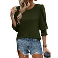 thumbnail image 2 of Blouses for Women Dressy Casual 3/4 Length Sleeve Womens Tops with Smocked Cuffs, 2 of 8