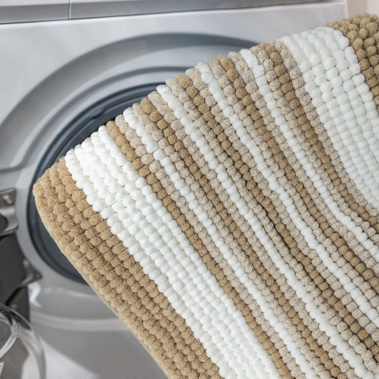 Phantoscope Soft Chenille Bathroom Rug, 20 x 30 in, Quick Dry, Non-Slip Backing, Off White