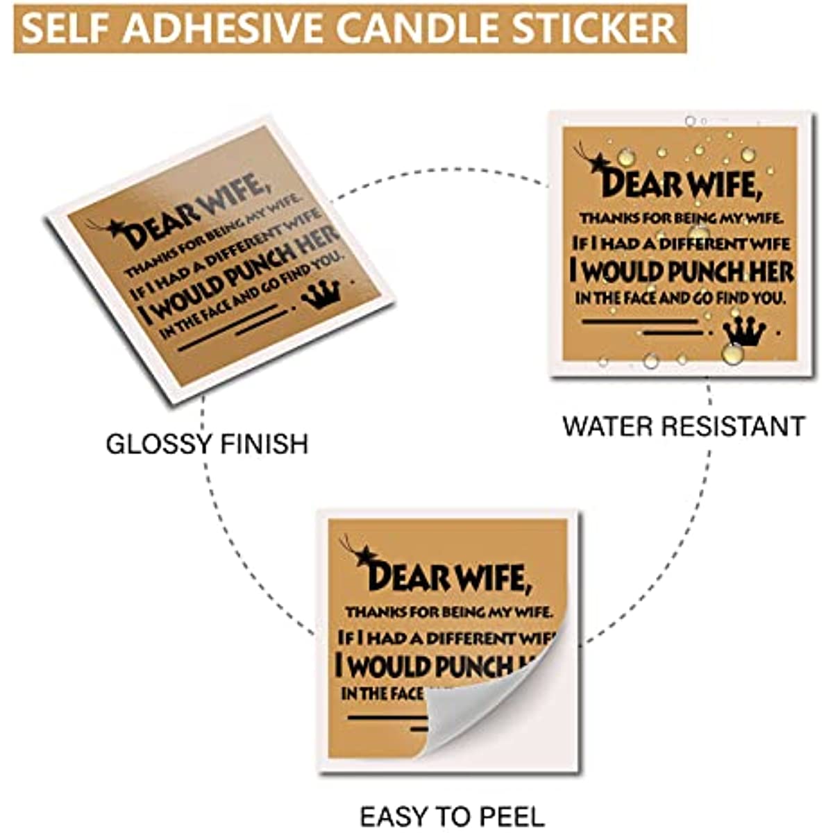 30pcs Candle Stickers Labels Square Dear Wife Thanks for Being My