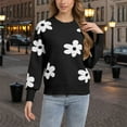 thumbnail image 4 of PFRNLF Womens Floral Sweaters Fall Winter Crew Neck Long Sleeve Loose Knit Pullover Sweater Tops, 4 of 5
