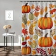 thumbnail image 2 of PRATYUS Pumpkins Leaves Thanksgiving Shower Curtain Set with Hooks, Chic Elegant Bathroom Decor, Made of 100% Polyester Fiber, Various Sizes Available 69"x72, 2 of 7