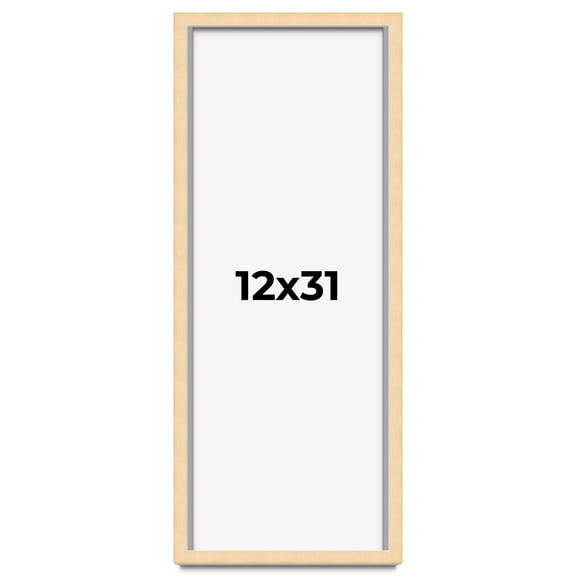 12x31 Frame Natural Wood Picture Frame | 0.75 Inch Moulding Width | with UV Acrylic Plexiglass,
