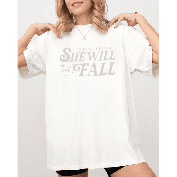 She Will Tee Top Inspirational Design Soft Short Sleeve Round Neck Cotton Comfort Fit Colors White Sizes S-5XL