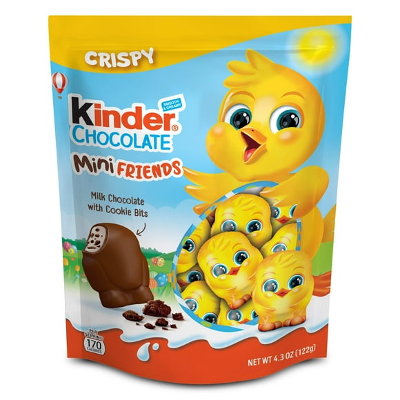 Kinder Chocolate Mini Friends, Crispy Cookie Bits, Individually Wrapped Chocolate Candy, Great for Easter Basket Stuffers, 4.3 oz