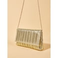 thumbnail image 2 of Bolsos de mano para mujer – Bolso de noche con solapa plisada dorada para fiesta formal, cóctel, baile de graduación, bolsos de boda, 2 of 5