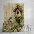 thumbnail image 4 of Spring Floral Small Stall Shower Curtain, Waterproof Shower Curtains for Bathroom, Birds Cabin Watercolor Botanical Retro Art Washable Fabric Bath Curtain for Bathtub with Hooks 36x72 Inches, 4 of 9