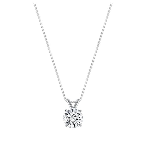 1 Ct Round Cut Lab-Created Diamond Solitaire Necklace 14K White Gold Plated