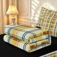 thumbnail image 6 of Manfei Vintage Grid Zipper Twin Comforter Sets with Fitted Sheet and 2 Pillowcases,Modern Check Zipper Bedding Set,Yellow,Black Reversible,4pcs, 6 of 8