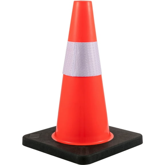 VEVOR Safety Cones Traffic Cones 18" PVC Orange Reflective Collars Road Cones with Black Weighted Base, Used for Traffic Control, Driveway Road Parking and School Improvement 5PCs