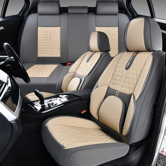 for Subaru Wrx 2023 Car Seat Cover, Light Taupe Car Seat Covers, Leather 5 Seats Full Set Waterproof Suitable for All Seasons, Protect Car Seats