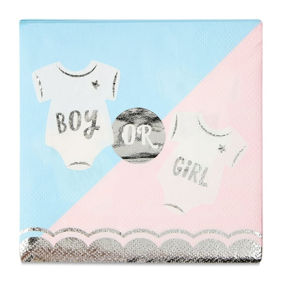 6.5" x 6.5" Disposable Gender Reveal Paper Napkins, 16 Count, by Way To Celebrate